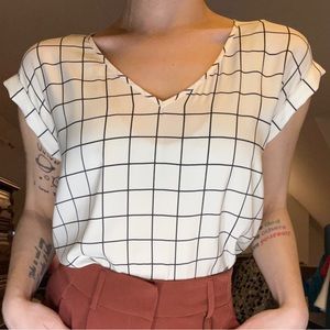 Express Black and White Blouse